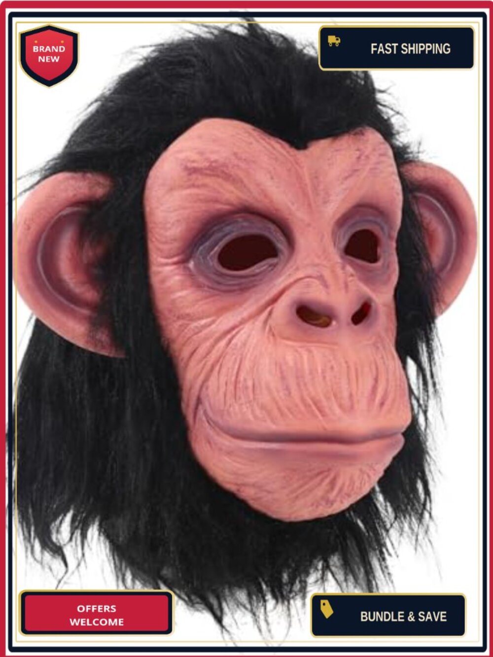 Monkey Mask Latex Full Head Animal Chimpanzee for Halloween Costume Party